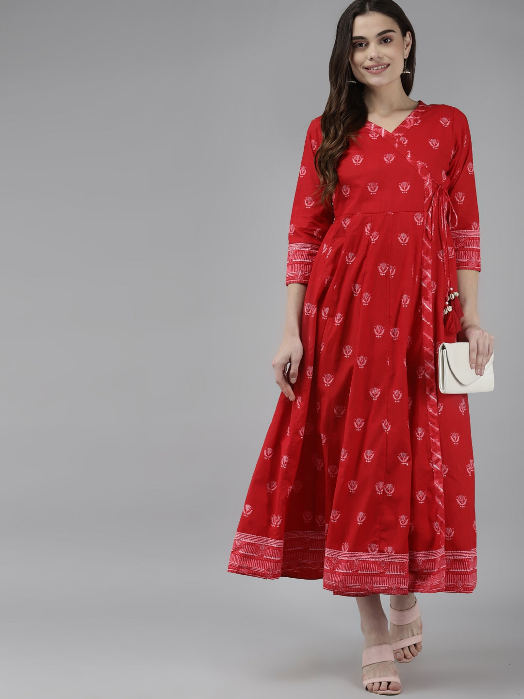 Red & Off White Midi Dress-Yufta Store-9457DRSRDS