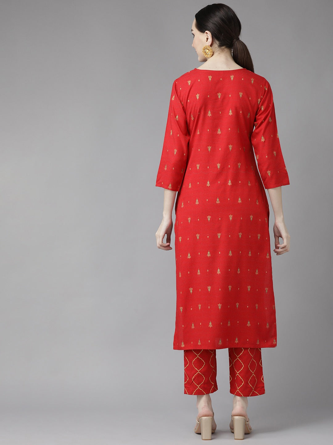 Red Printed Kurta Set-Yufta Store-6209SETRDS