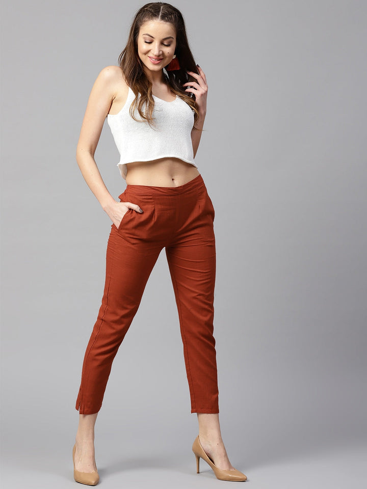Red Solid Trousers-Yufta Store-DBNWSET1609PNT-S