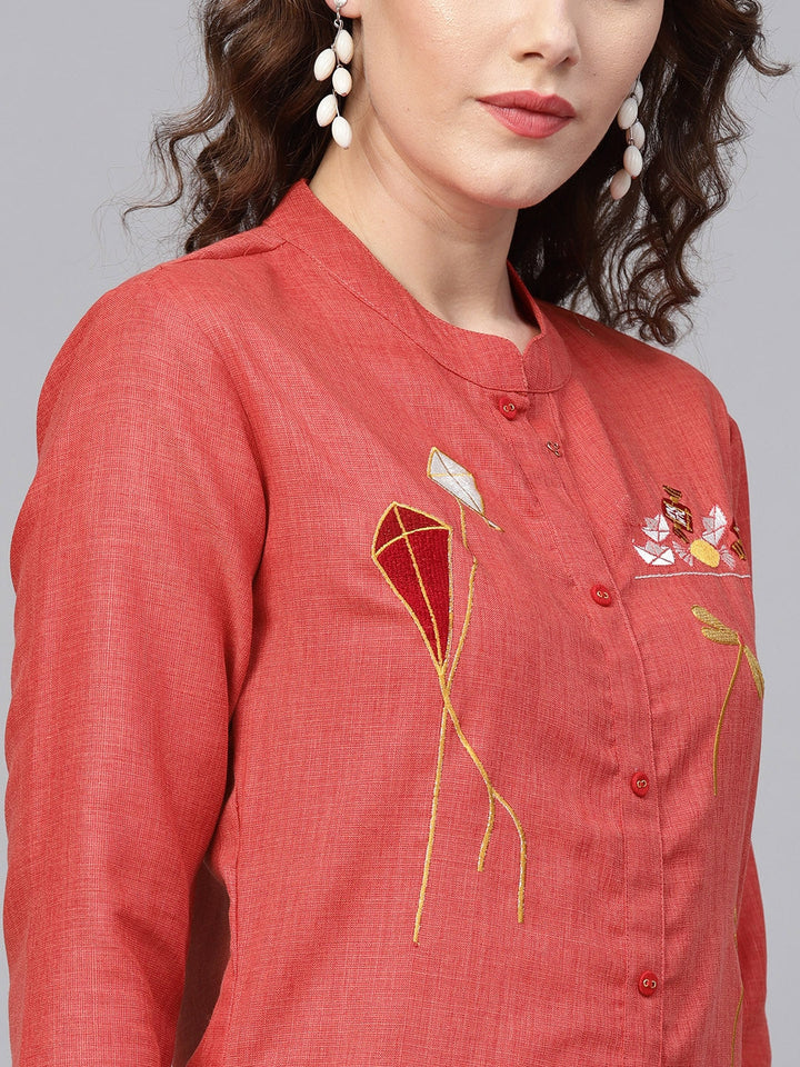 Rust A-Line Kurta-Yufta Store-YUFNKU1988S