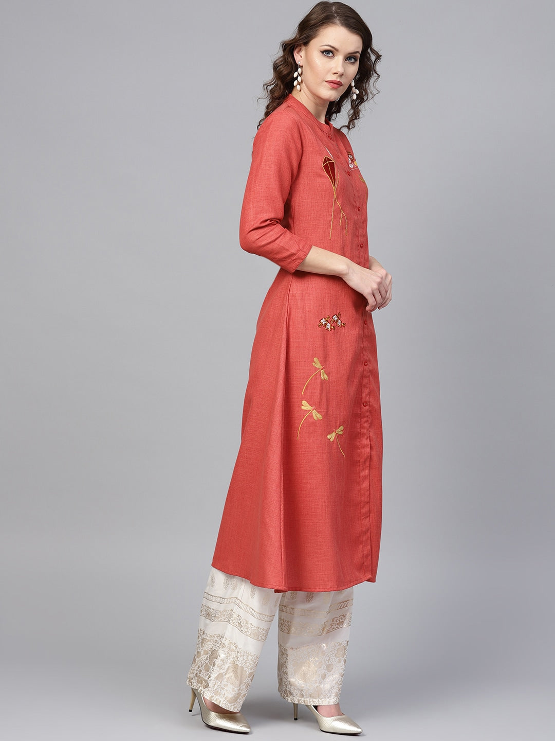 Rust A-Line Kurta-Yufta Store-YUFNKU1988S