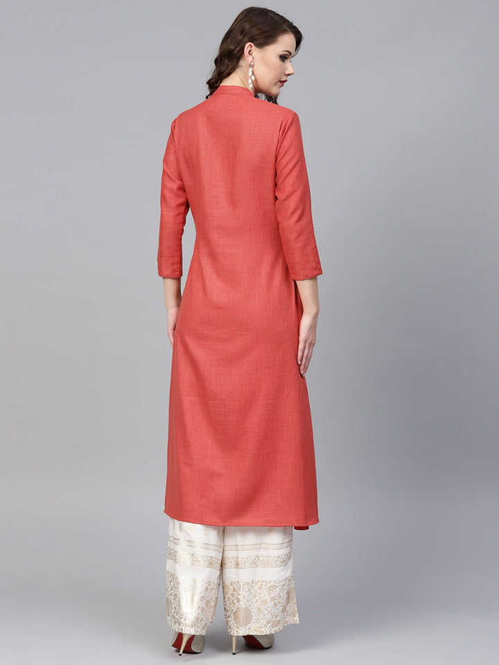 Rust A-Line Kurta-Yufta Store-YUFNKU1988S