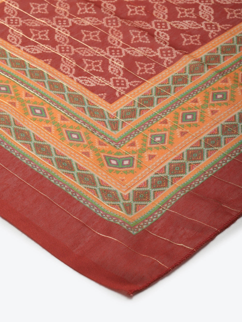 Rust Cotton Silk Dupatta with Zari