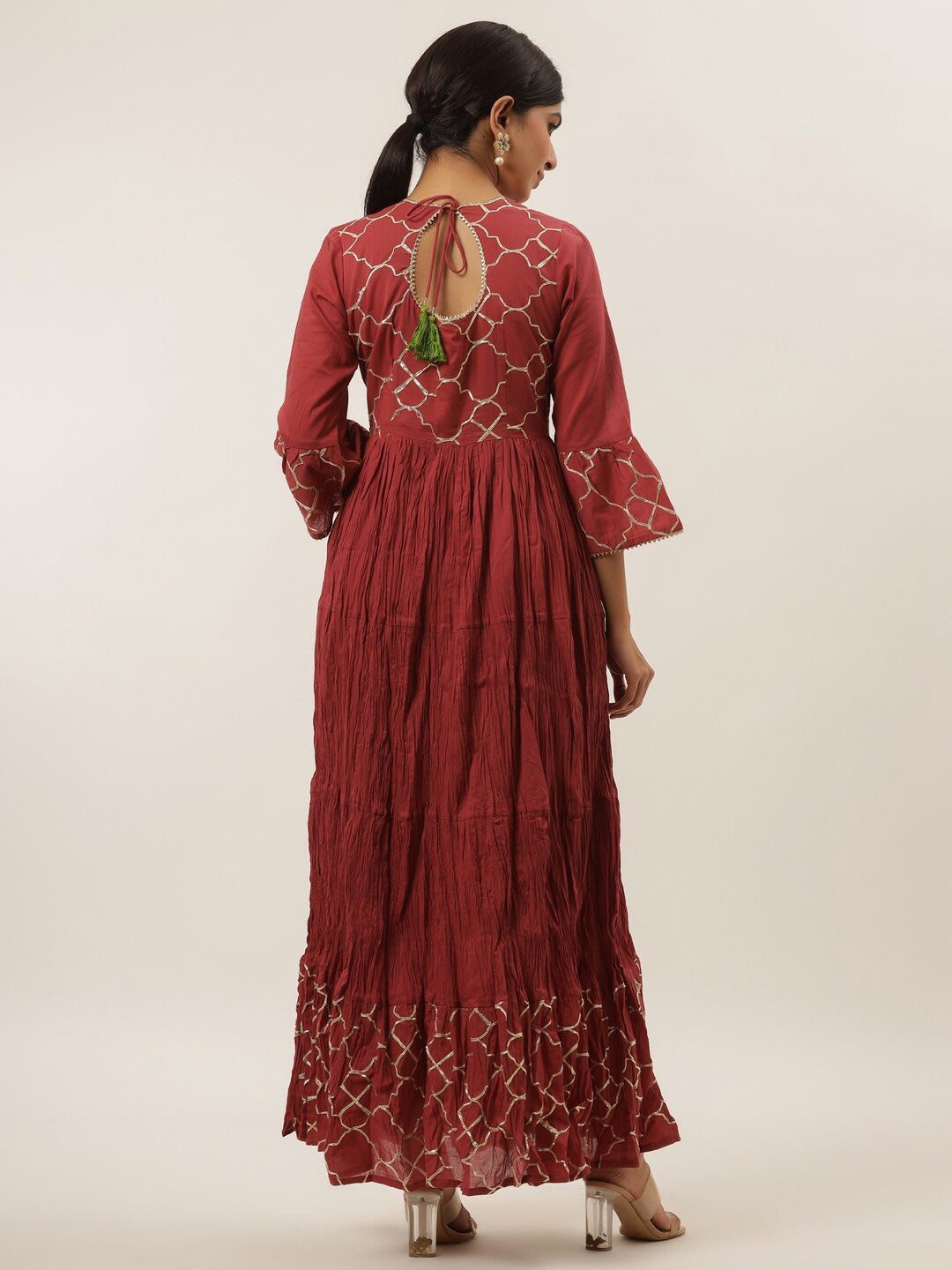 Rust Ethnic Maxi Dress-Yufta Store-6006DRSRTM