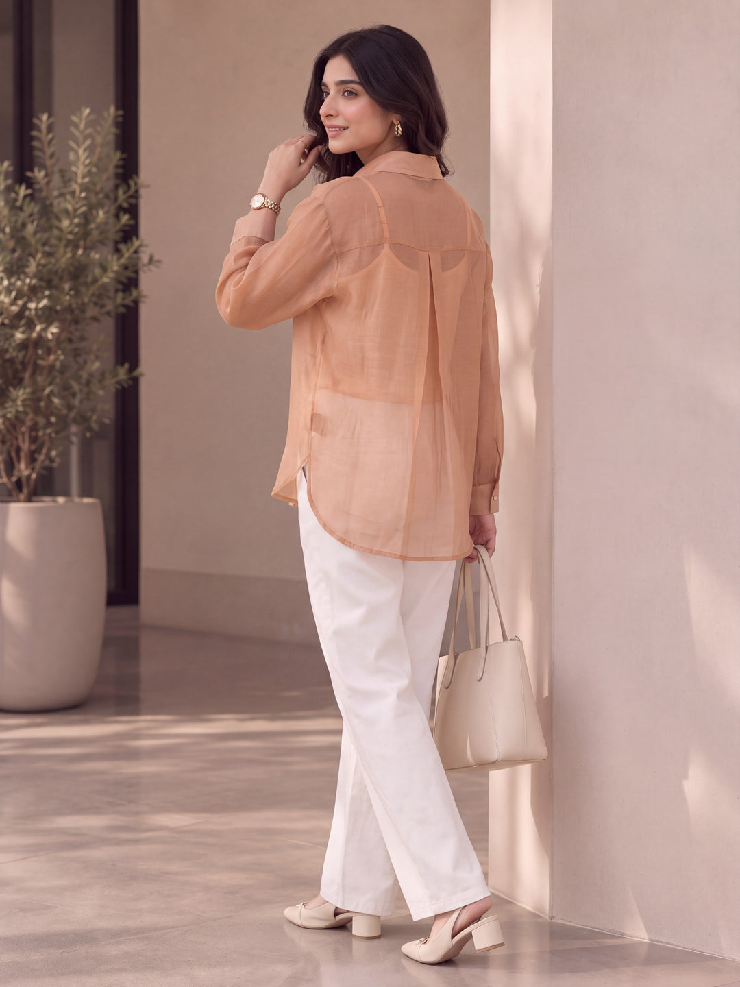 Peack Pure Silk Chanderi Shrit Top