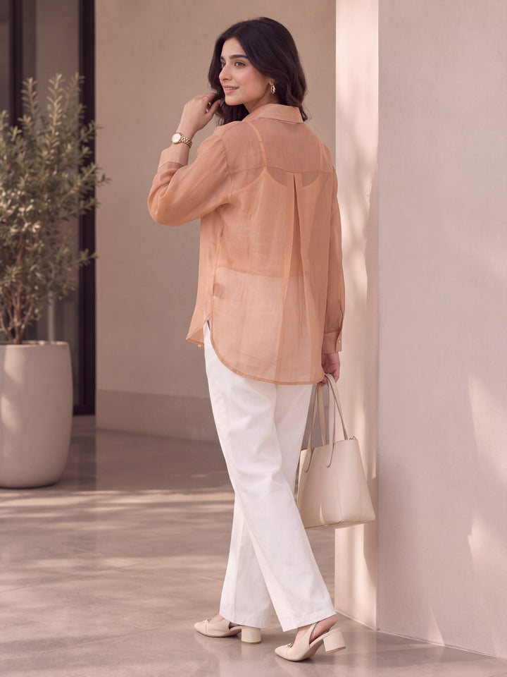 Peack Pure Silk Chanderi Shrit Top