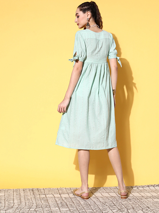 Sea Green A-Line Dress-Yufta Store-8127DRSSGXS