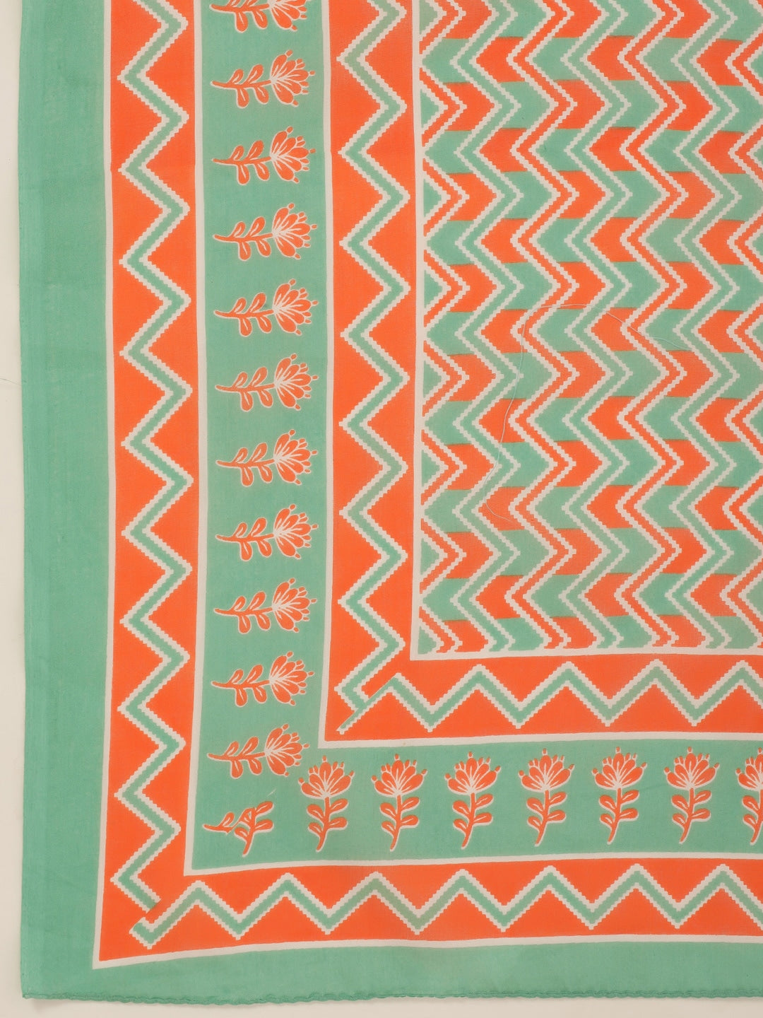 Sea Green Ethnic Motifs Printed Cotton Dupatta Set-Yufta Store-4782SKDSGM