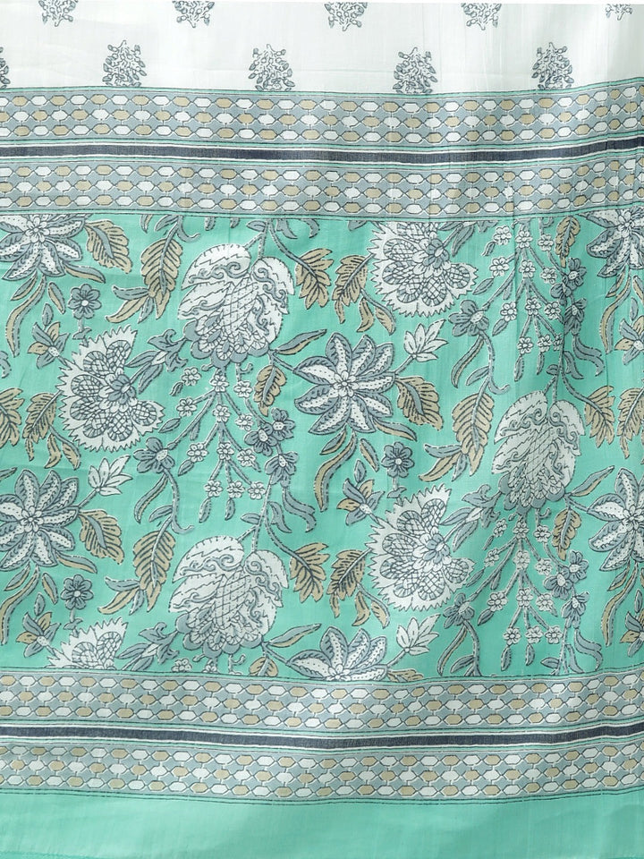 Sea Green Print Cotton Dupatta Set-Yufta Store-9816SKDSGS