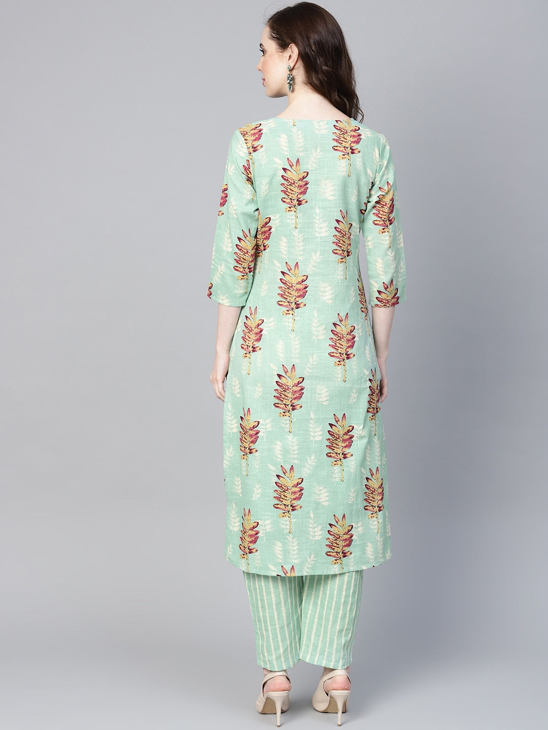 Sea Green Printed Kurta Set-Yufta Store-YUFEKSET707GYS