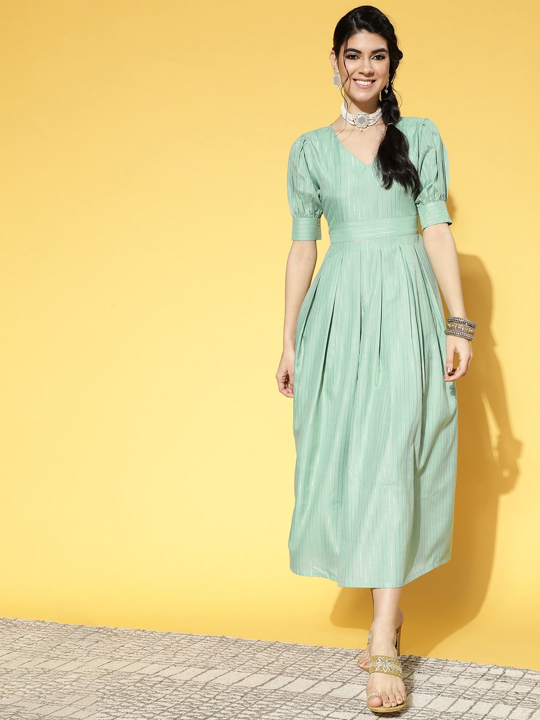 Sea Green & Silver Lurex Dress