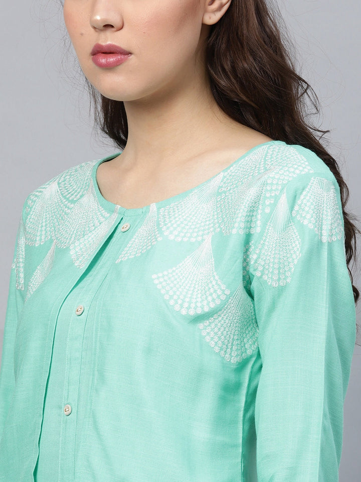 Sea Green Straight Kurta-Yufta Store-YUFPJKU952BLUES