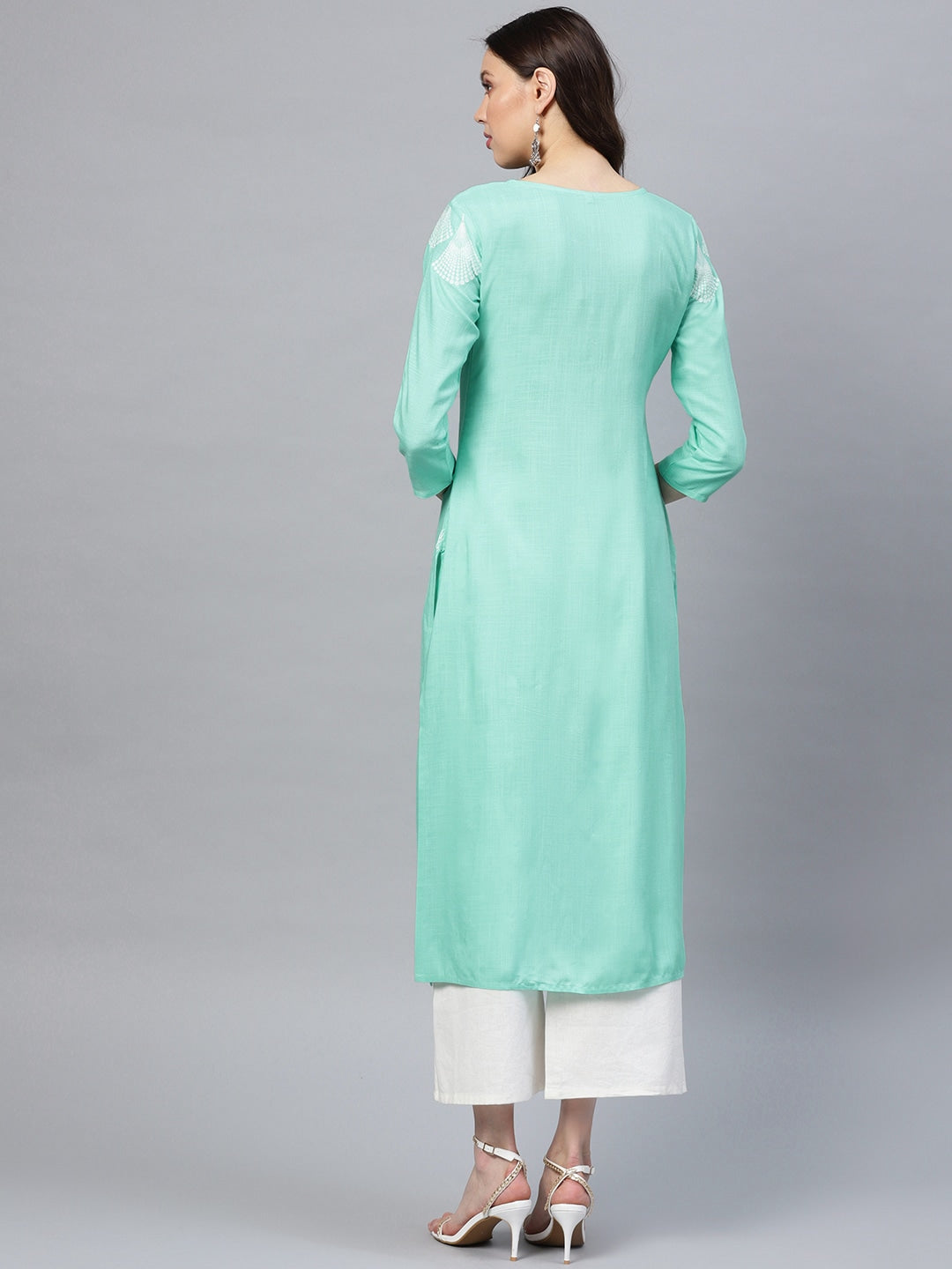 Sea Green Straight Kurta-Yufta Store-YUFPJKU952BLUES