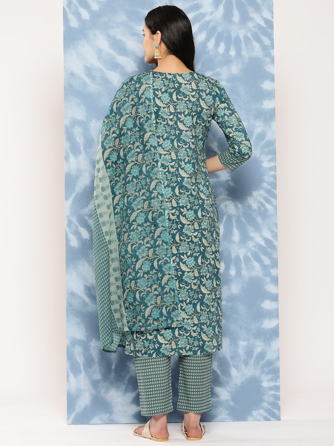 Sequinned Cotton Kurta Dupatta Set-Yufta Store-1218SKDTBS