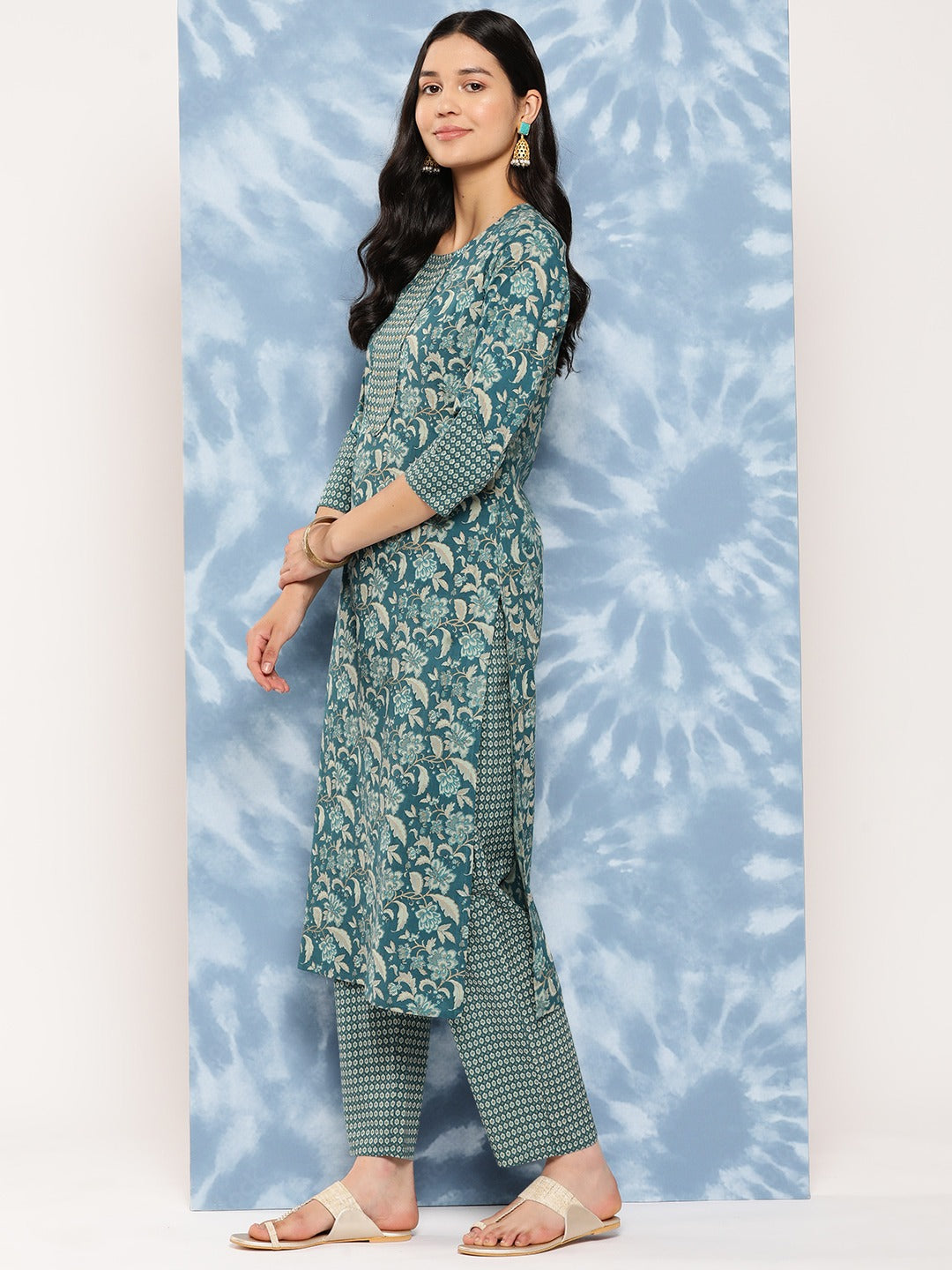 Sequinned Cotton Kurta Dupatta Set-Yufta Store-1218SKDTBS