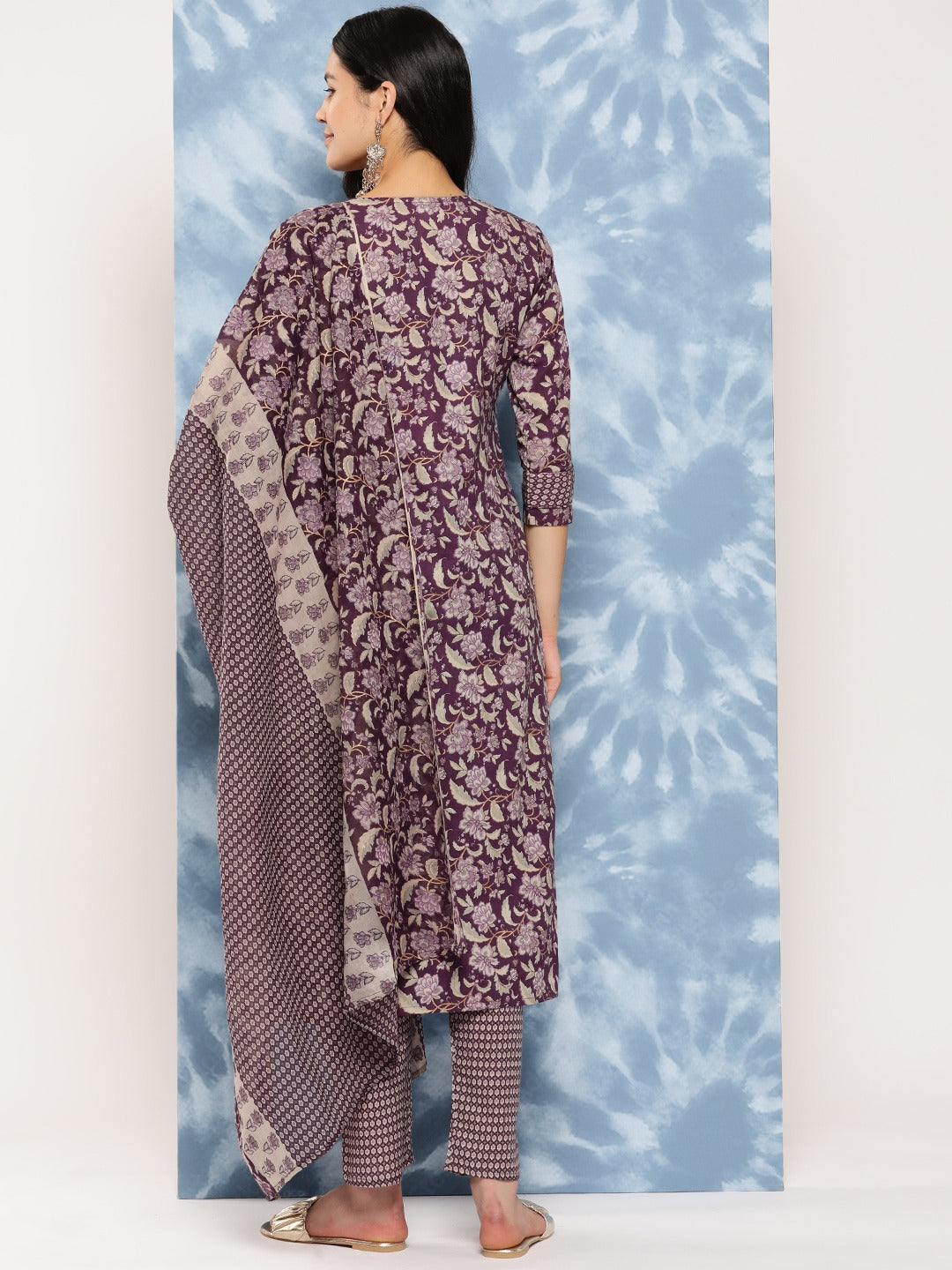 Sequinned Cotton Kurta Dupatta Set-Yufta Store-1219SKDPRS