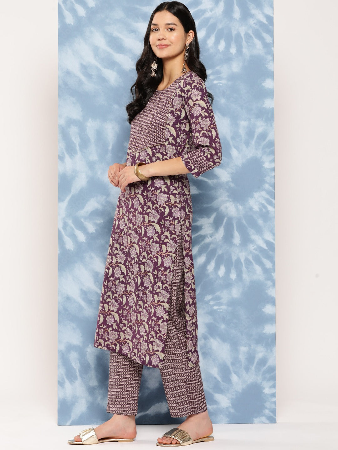 Sequinned Cotton Kurta Dupatta Set-Yufta Store-1219SKDPRS