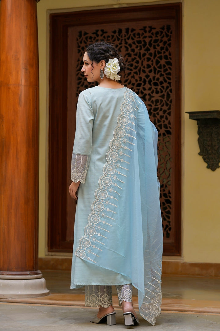 Sky blue kurta dupatta set