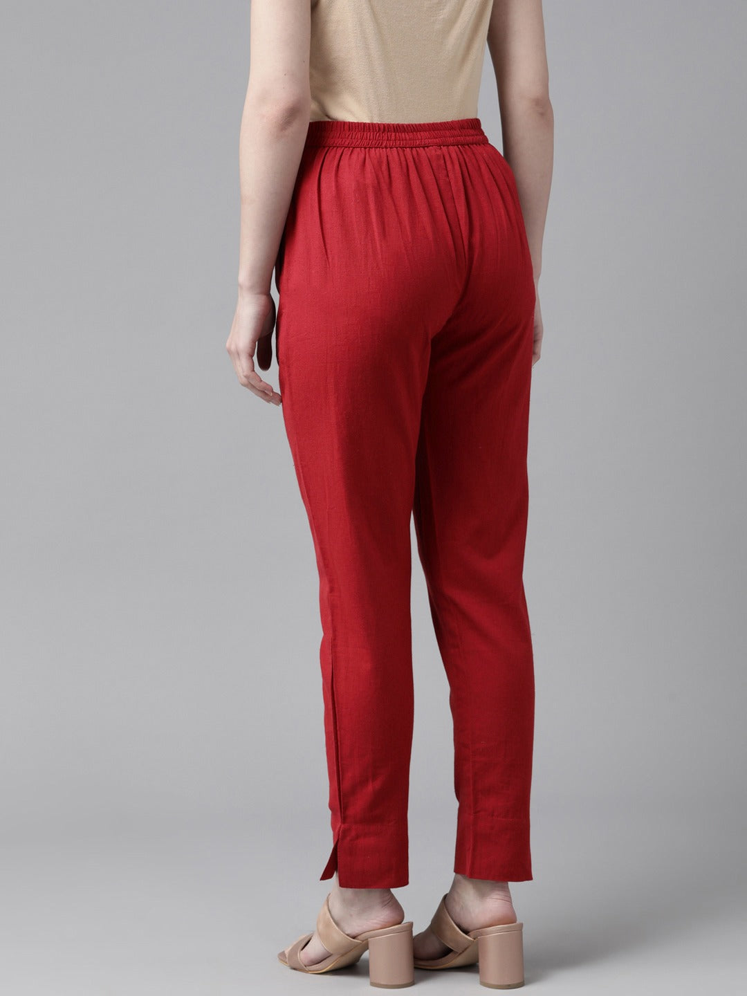 Solid Maroon Cotton Trousers-Yufta Store-4206PNTMRS