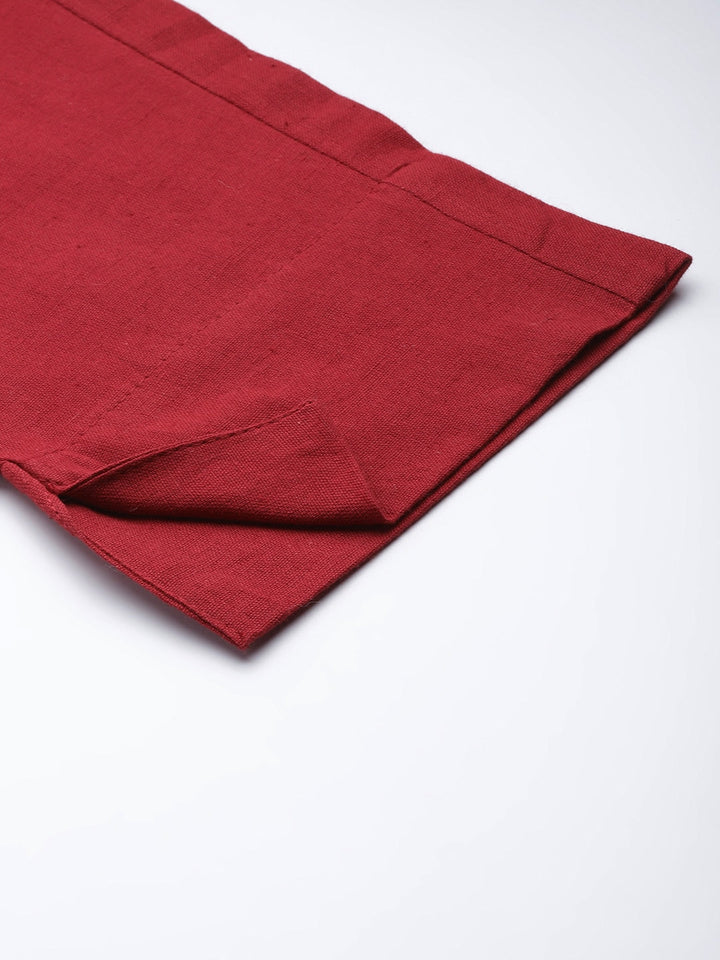 Solid Maroon Cotton Trousers-Yufta Store-4206PNTMRS