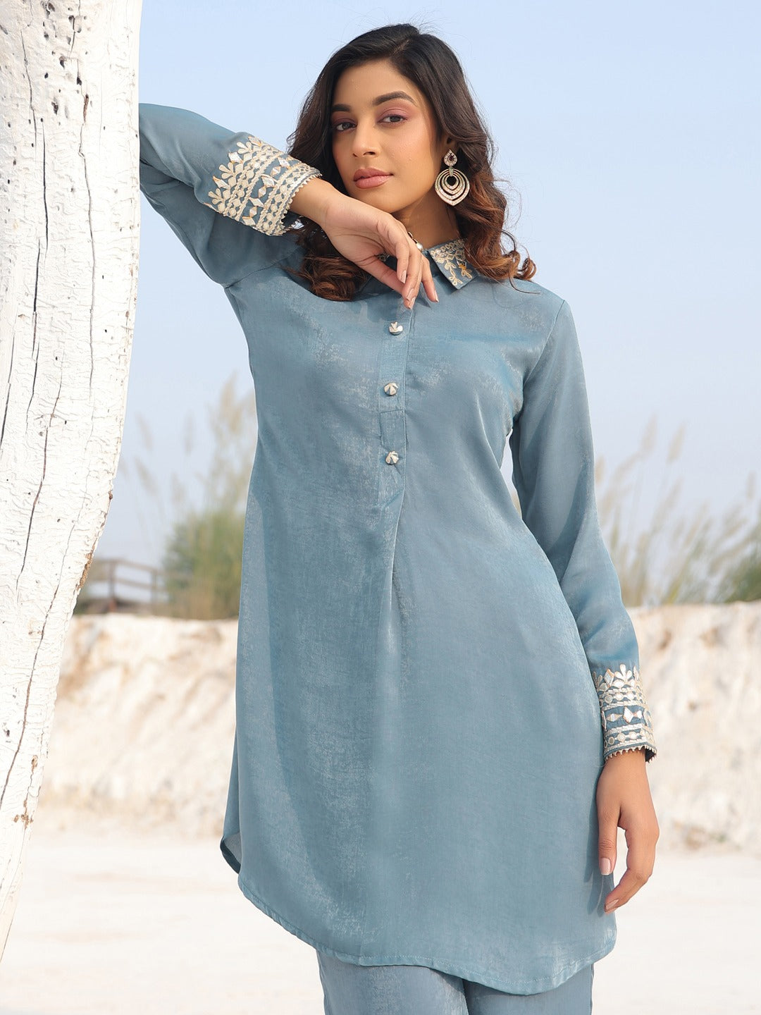 Teal Green Woven design Co-ord set-Yufta Store-1902CRDTGM