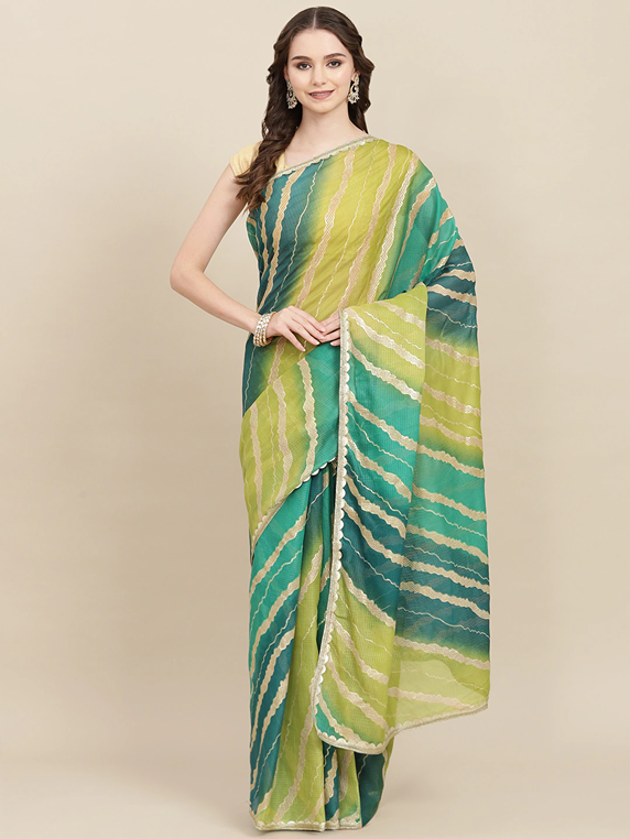 Teal Leheriya Saree-Yufta Store-9887SARGR