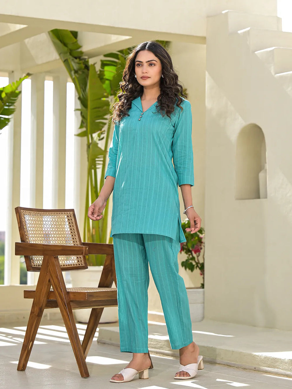 Turquoise Blue Co-Ord Set-Yufta Store-1773CRDTBS