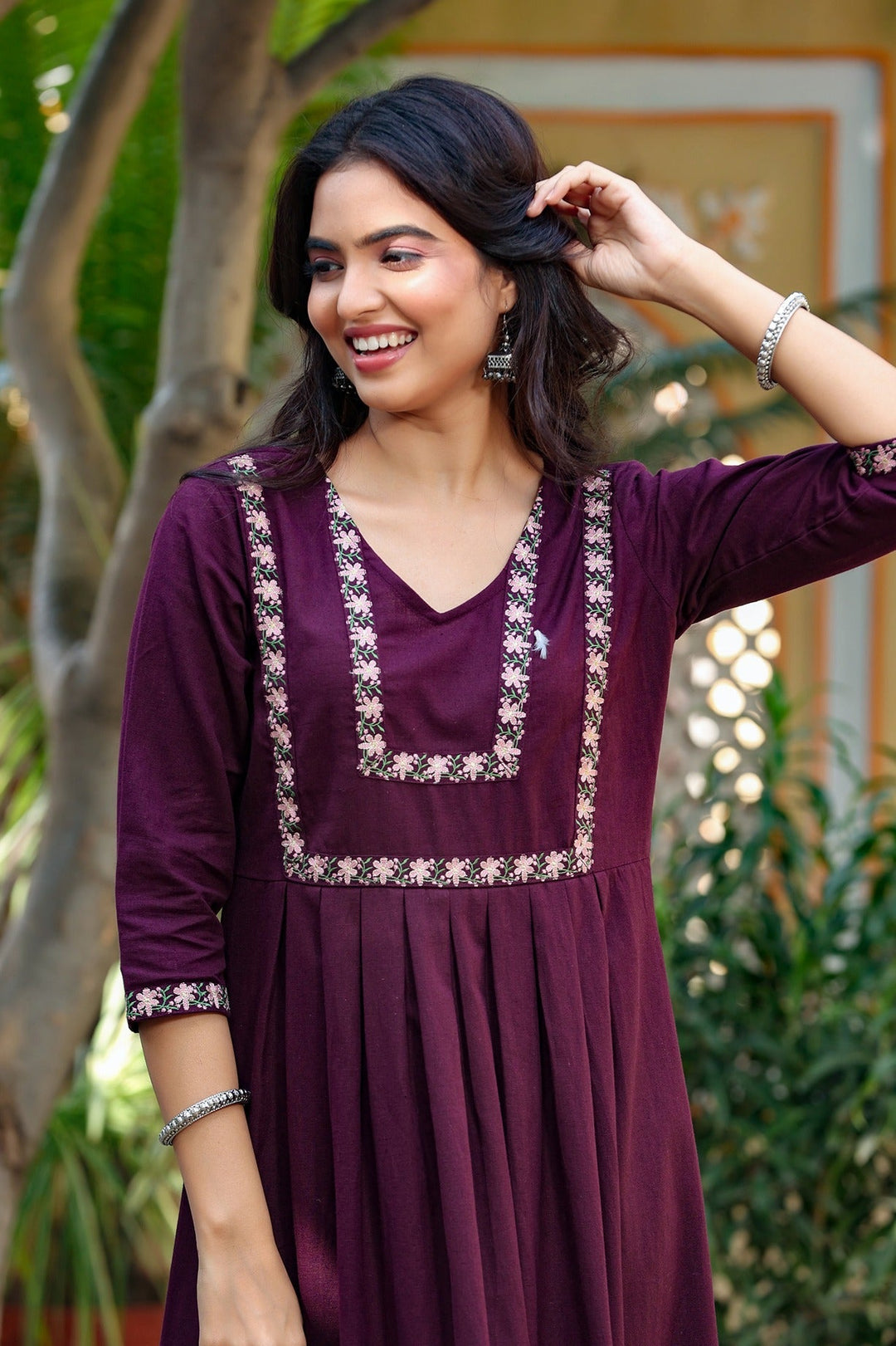 Violet Solid A-Line Dress-Yufta Store-9229DRSVLS