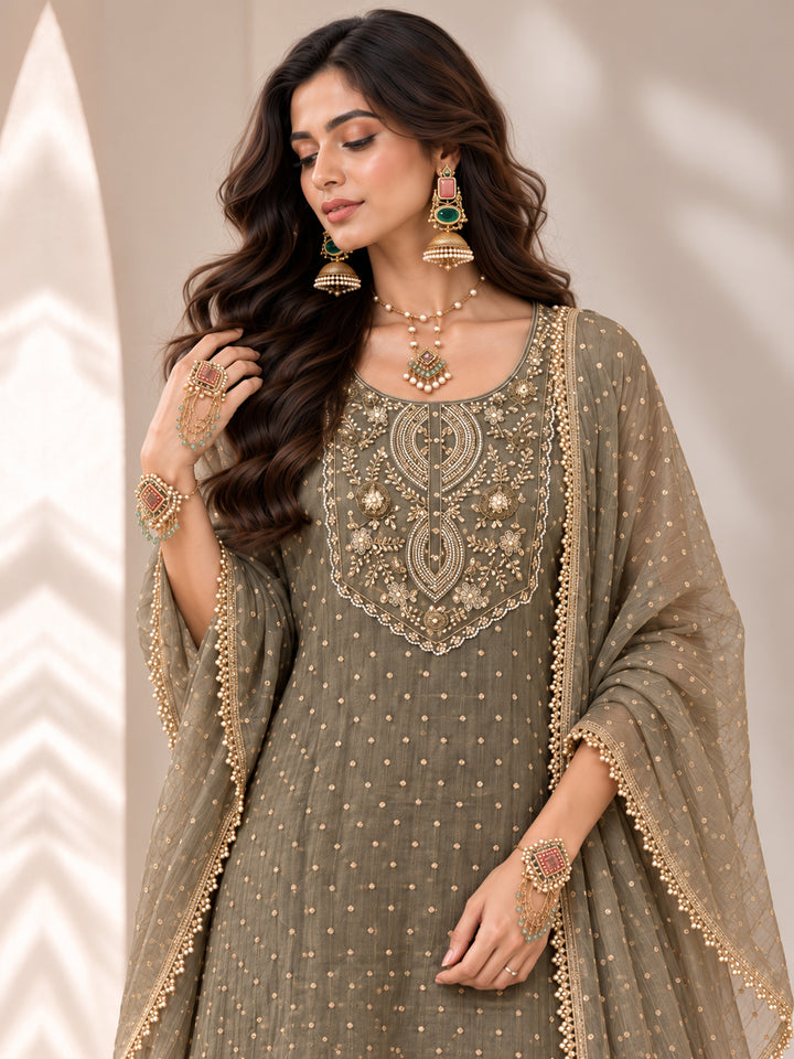Tissue  Green Kaftan Palazzo Set