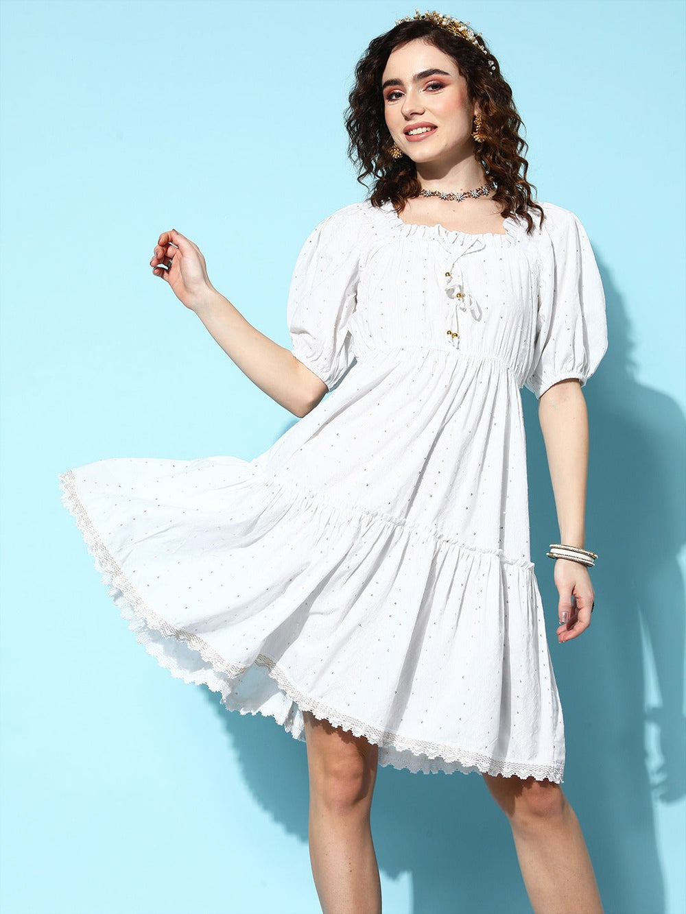 White A-Line Dress-Yufta Store-8122DRSWHXS