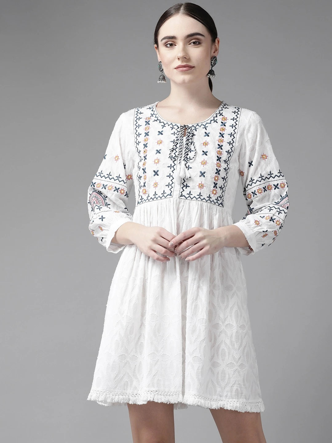 White A-Line Dress-Yufta Store-9821DRSWHS