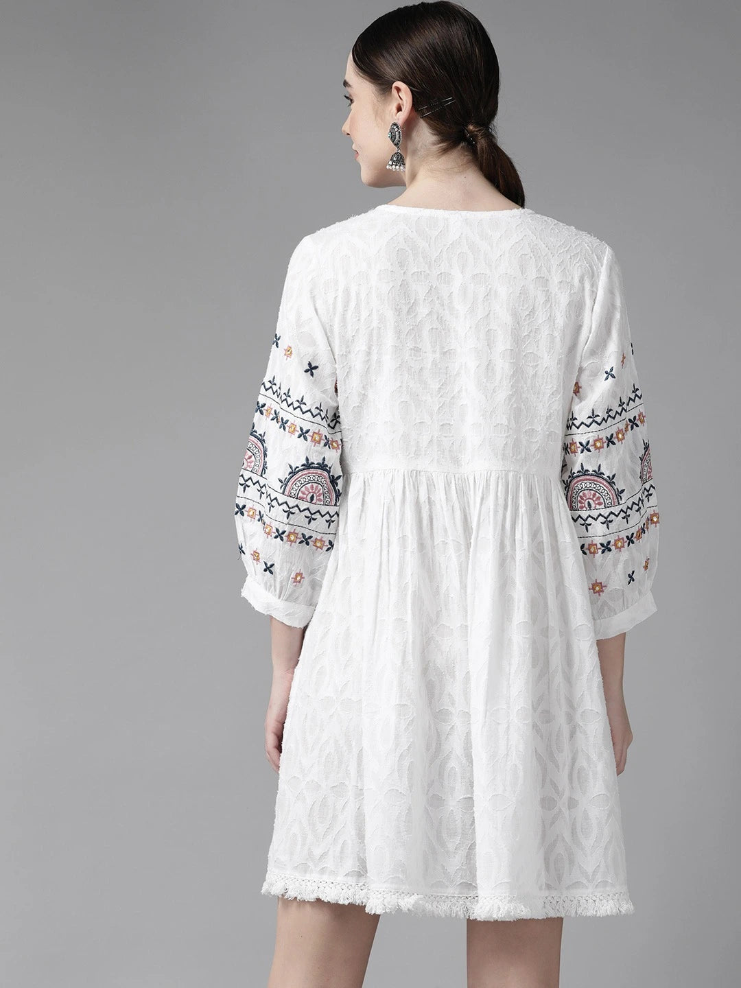 White A-Line Dress-Yufta Store-9821DRSWHS