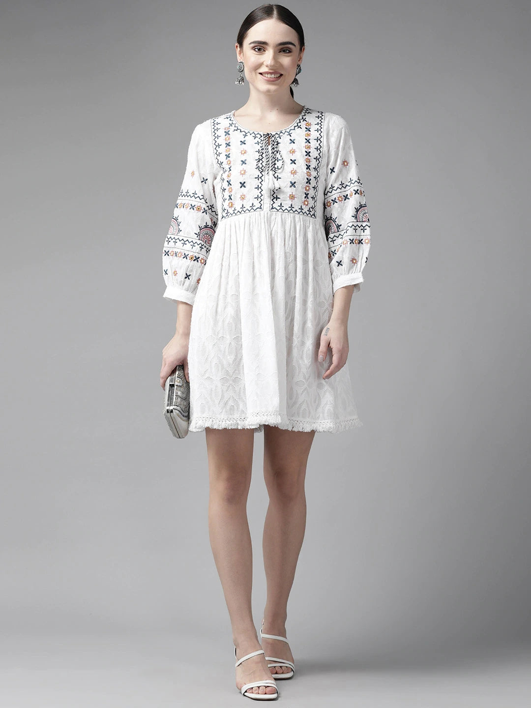 White A-Line Dress-Yufta Store-9821DRSWHS