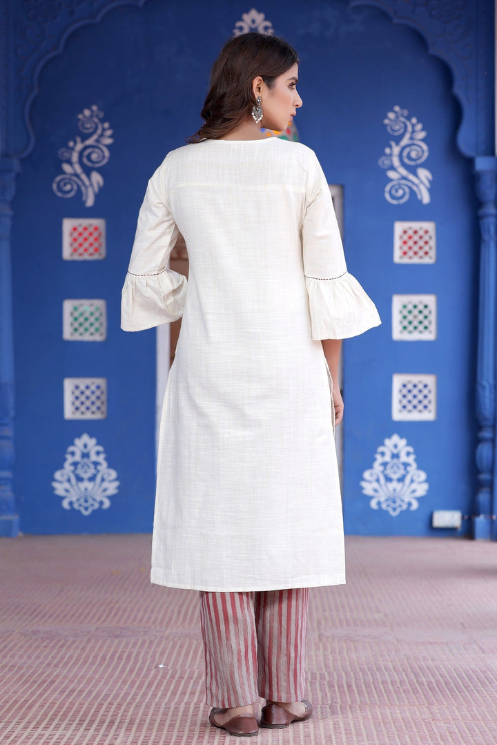 White Embroidered Kurta Set-Yufta Store-2017SETWHM