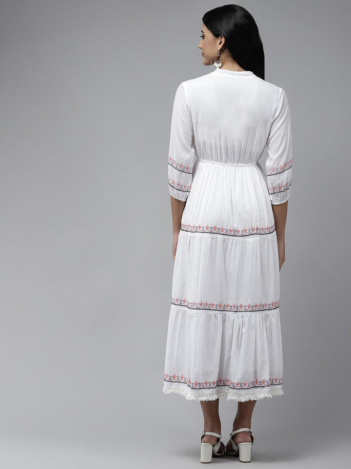White Embroidered Midi Dress-Yufta Store-9828DRSWHS