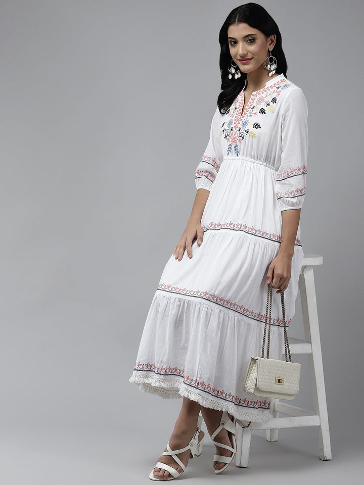 White Embroidered Midi Dress-Yufta Store-9828DRSWHS