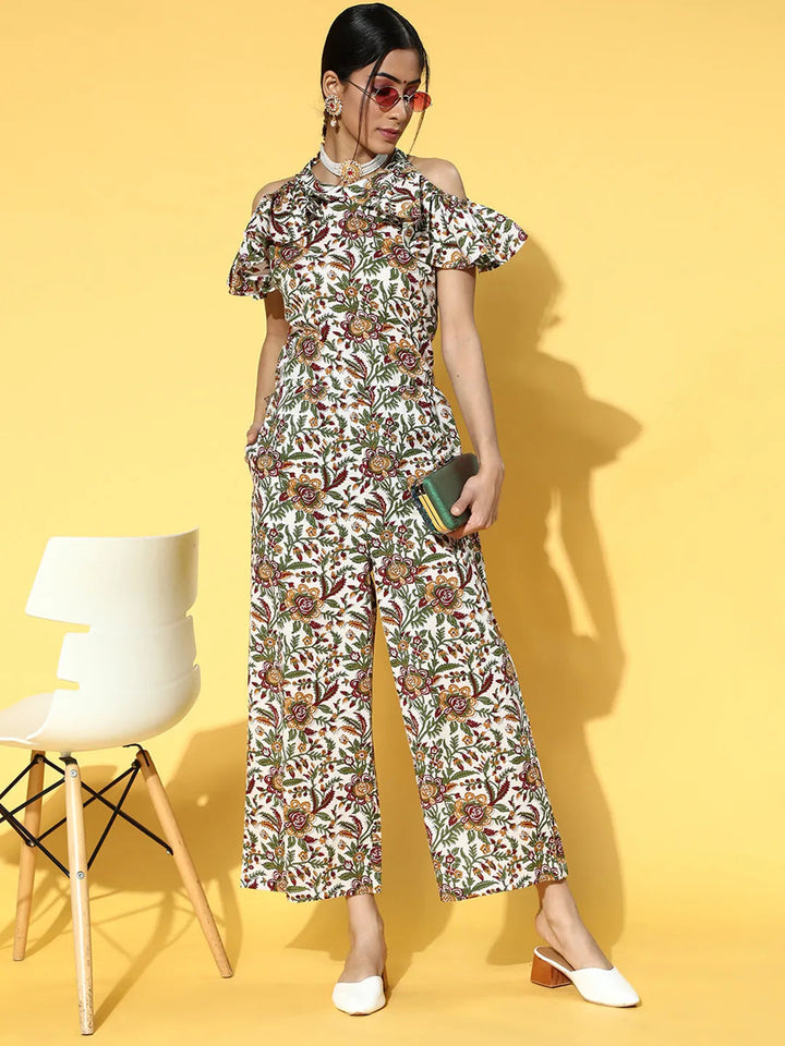 White & Green Printed Jumpsuit-Yufta Store-9616JSWHS