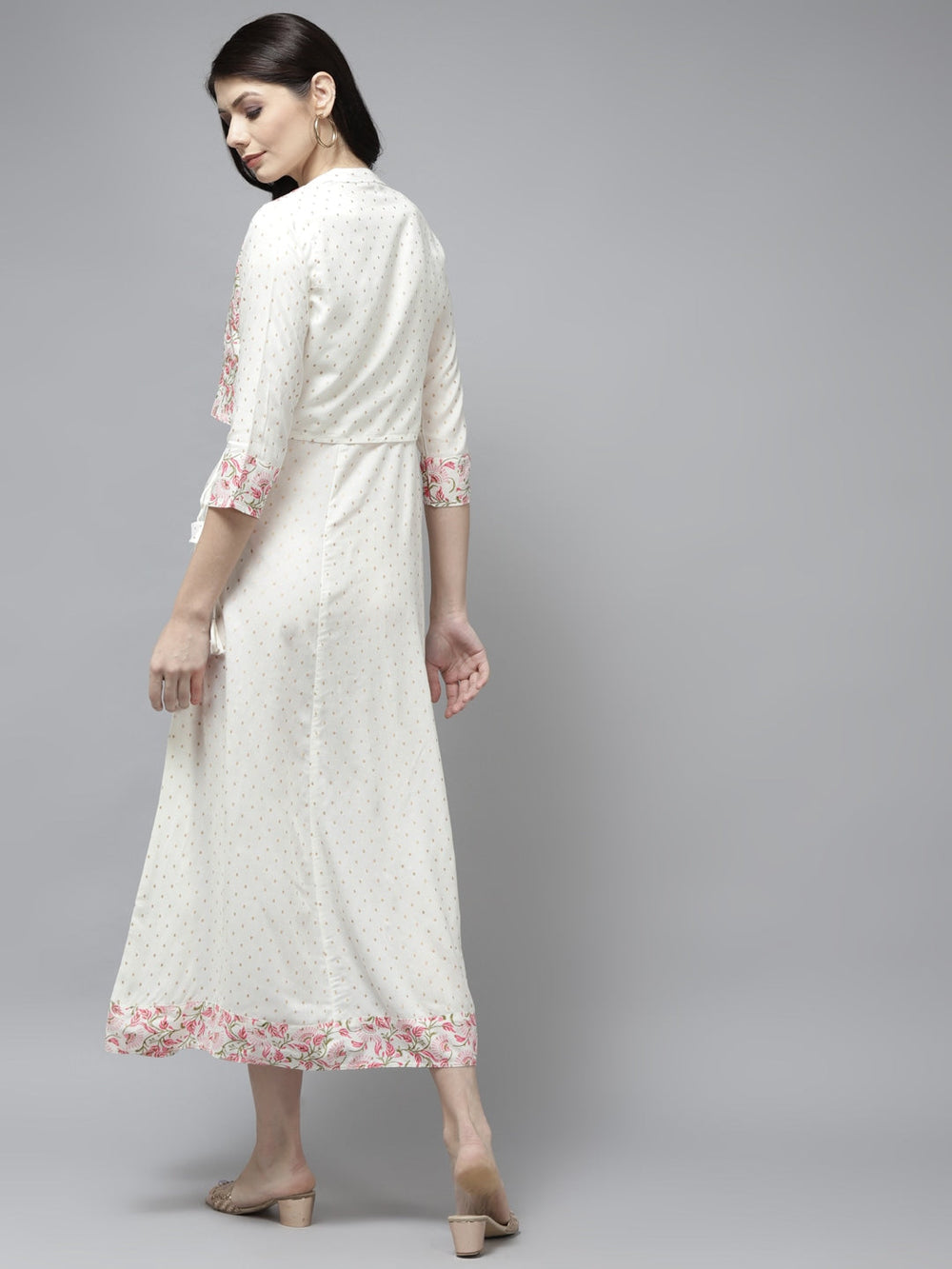 White Printed A-Line Dress-Yufta Store-5803DRSWHS