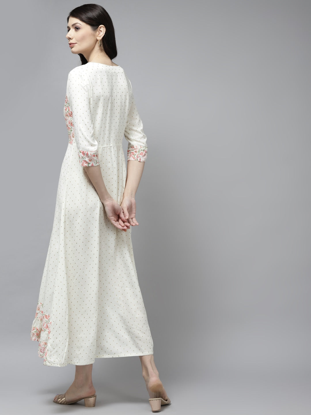 White Printed A-Line Dress-Yufta Store-5806DRSWHS