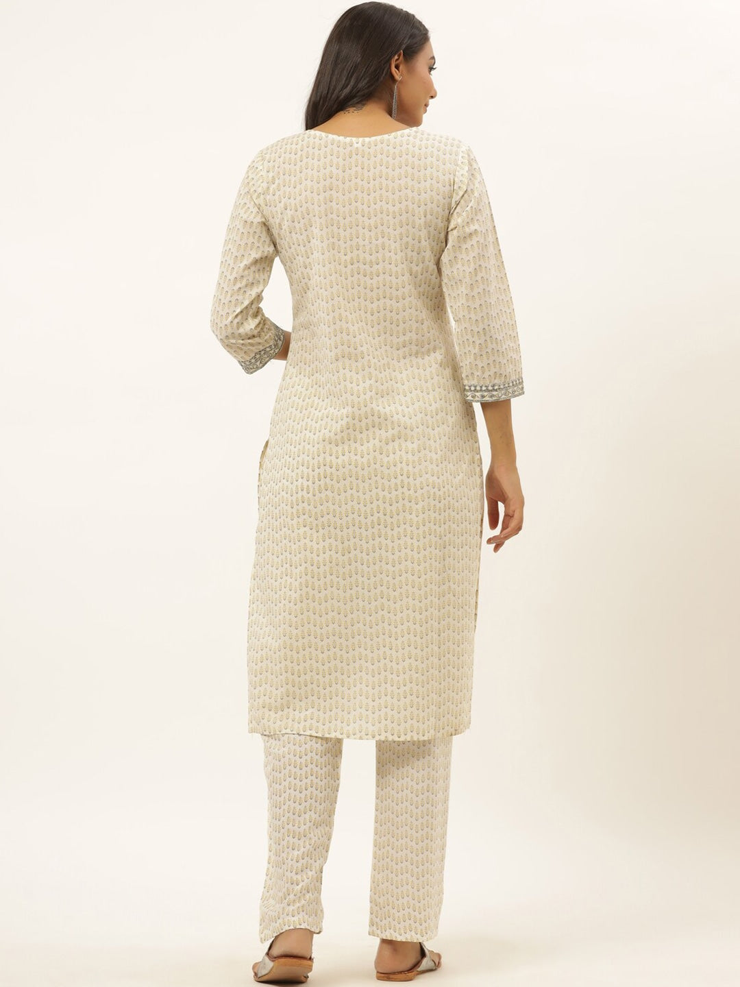 White Printed Kurta Set-Yufta Store-6503SETWHM