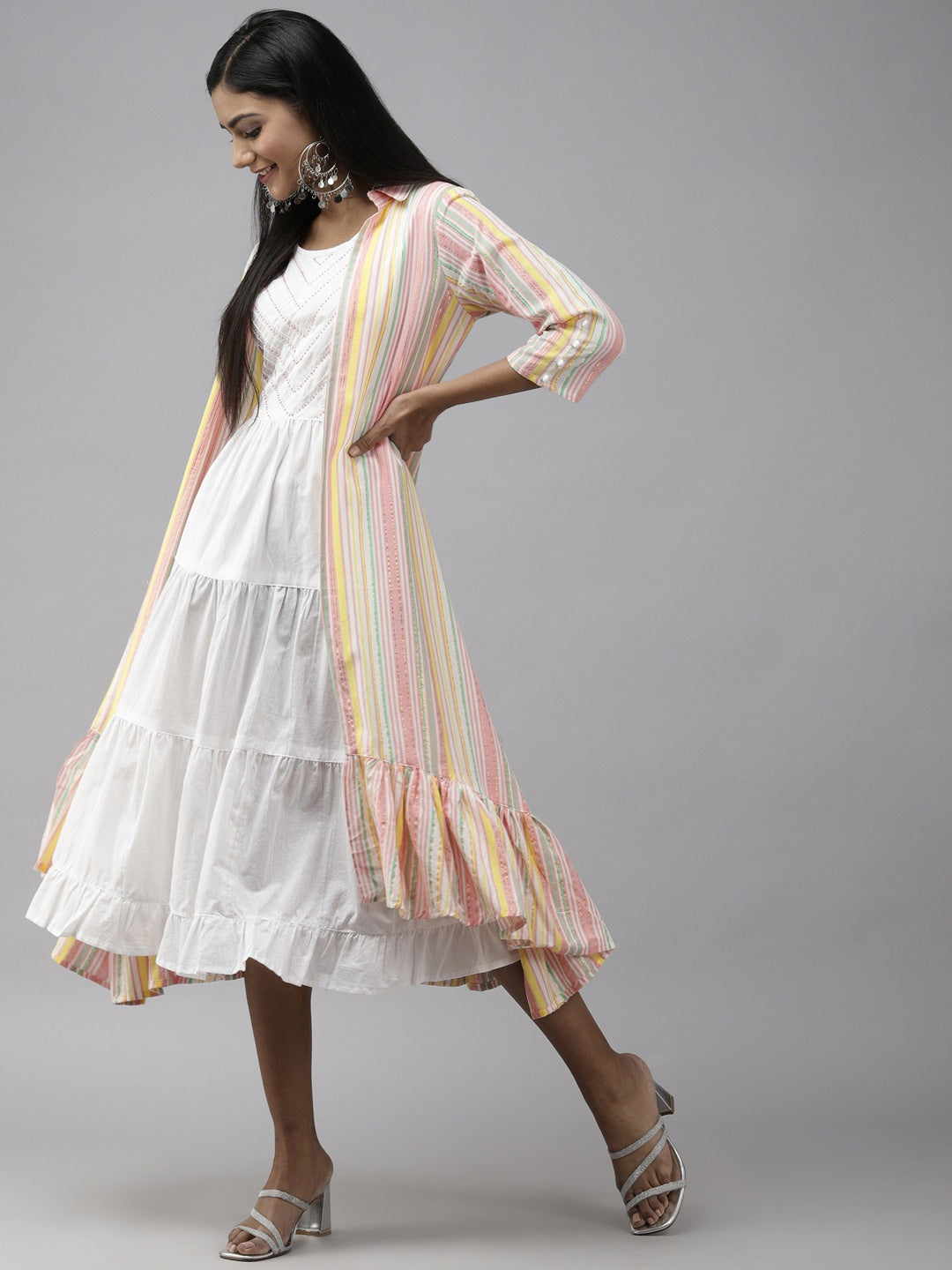 White Tiered Midi Dress-Yufta Store-3109DRSWHS