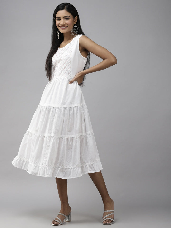 White Tiered Midi Dress-Yufta Store-3109DRSWHS