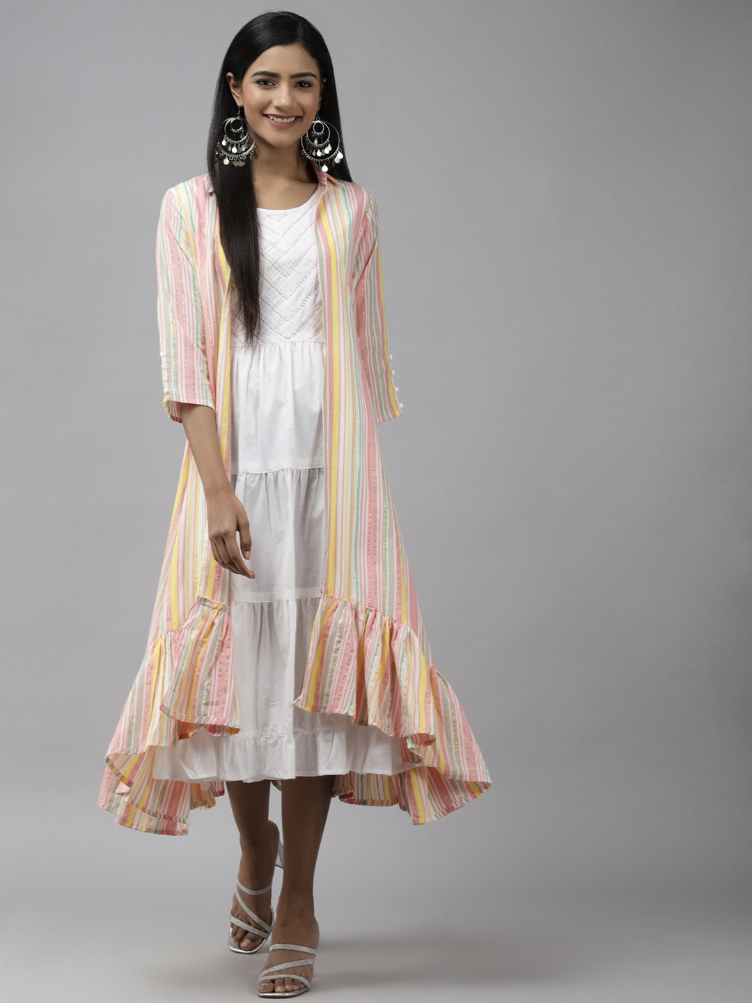 White Tiered Midi Dress-Yufta Store-3109DRSWHS