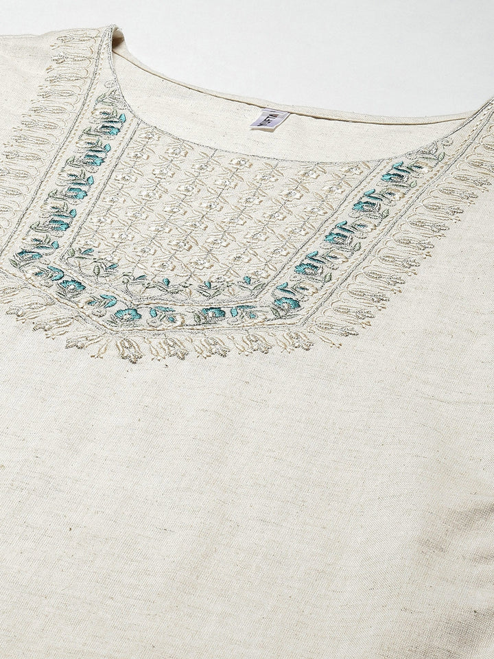 White Yoke Design Kurta-Yufta Store-9589KURWHS