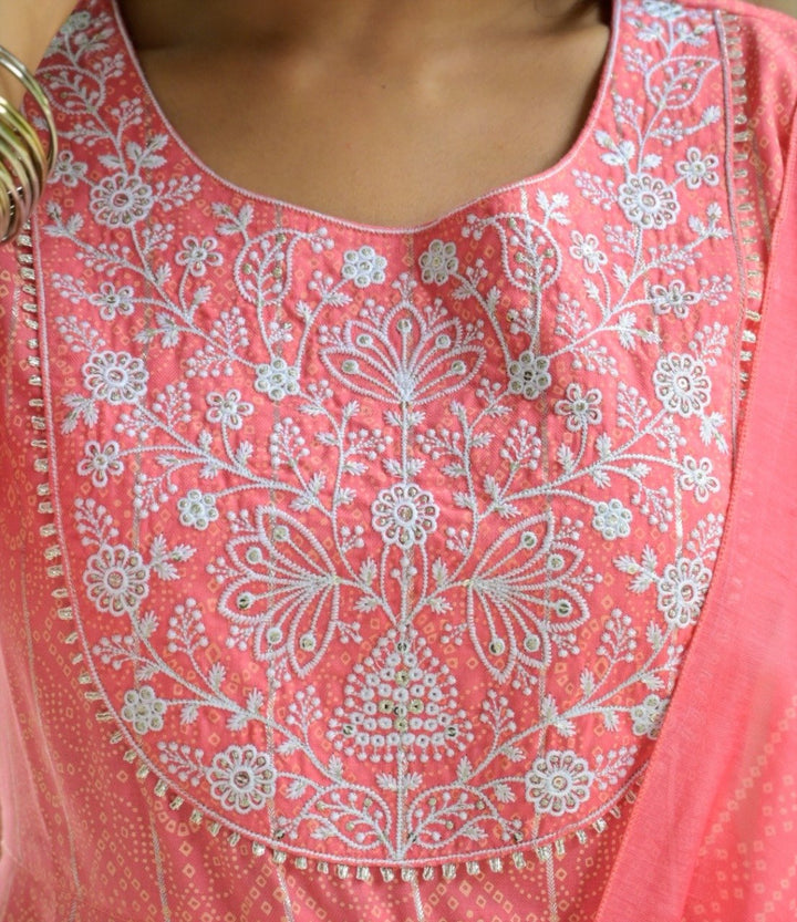 Women Pink block Print Peplum Kurta And Sharara With Dupatta Set-Yufta Store-2354SKDPKM