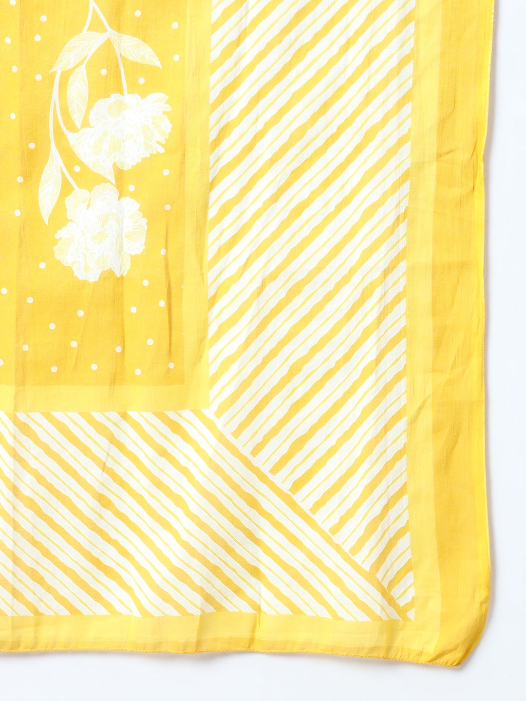 Yellow Cotton Floral Print Kurta Set Dupatta With Embroidery-Yufta Store-1602SKDYLS