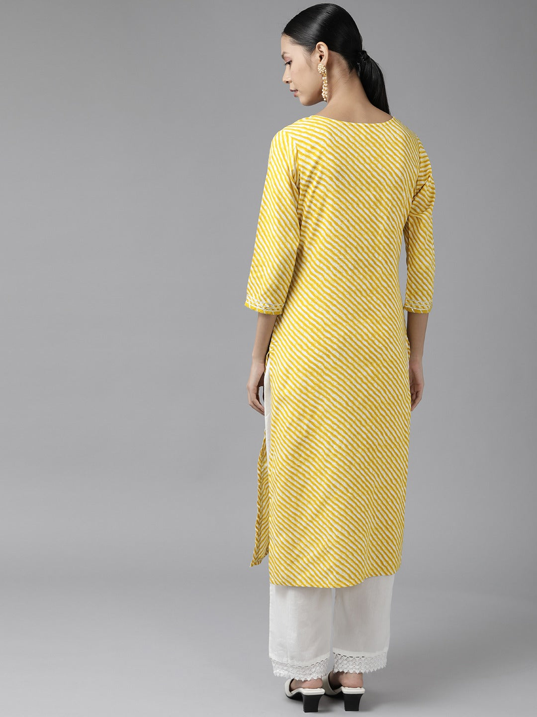 Yellow Embroidered Kurta-Yufta Store-9770KURYLS