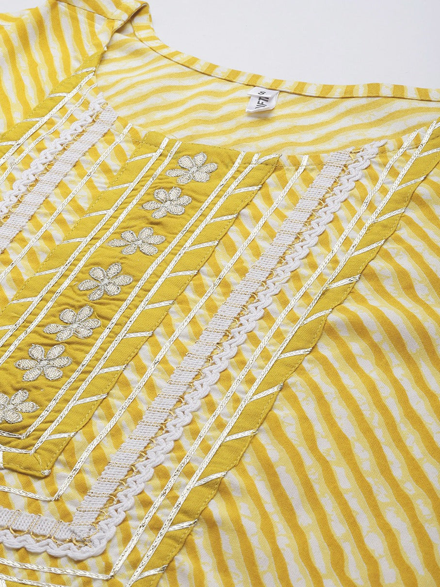 Yellow Embroidered Kurta-Yufta Store-9770KURYLS