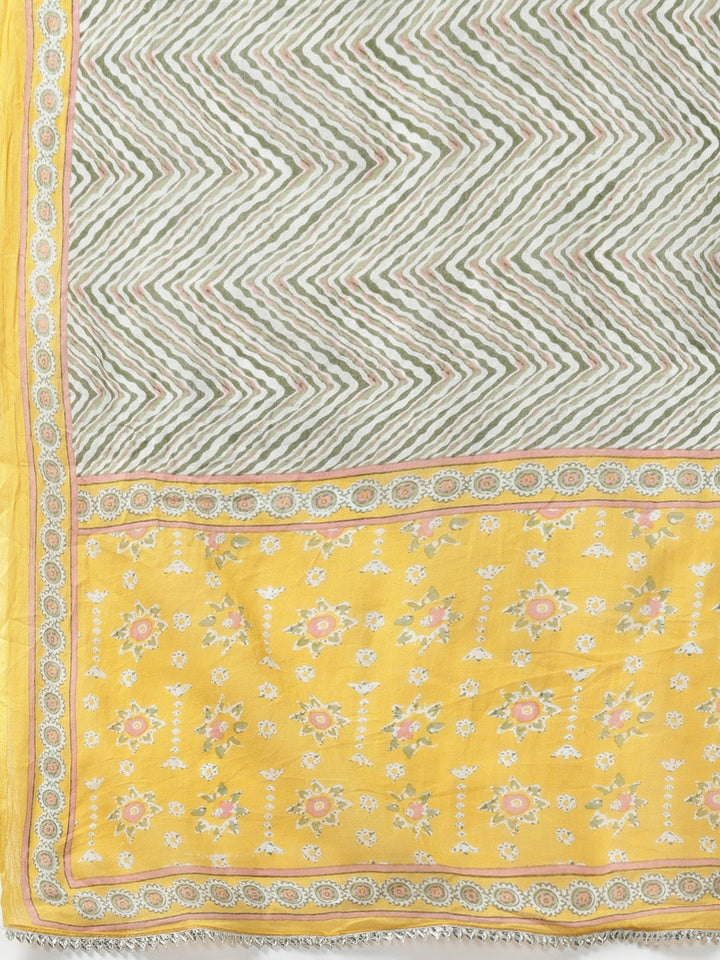 Yellow Ethnic Motifs Embroidered Dupatta Set-Yufta Store-5902SKDMSM