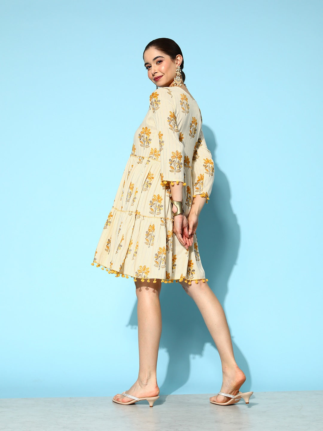 Yellow Floral Dress-Yufta Store-1247DRSMSS